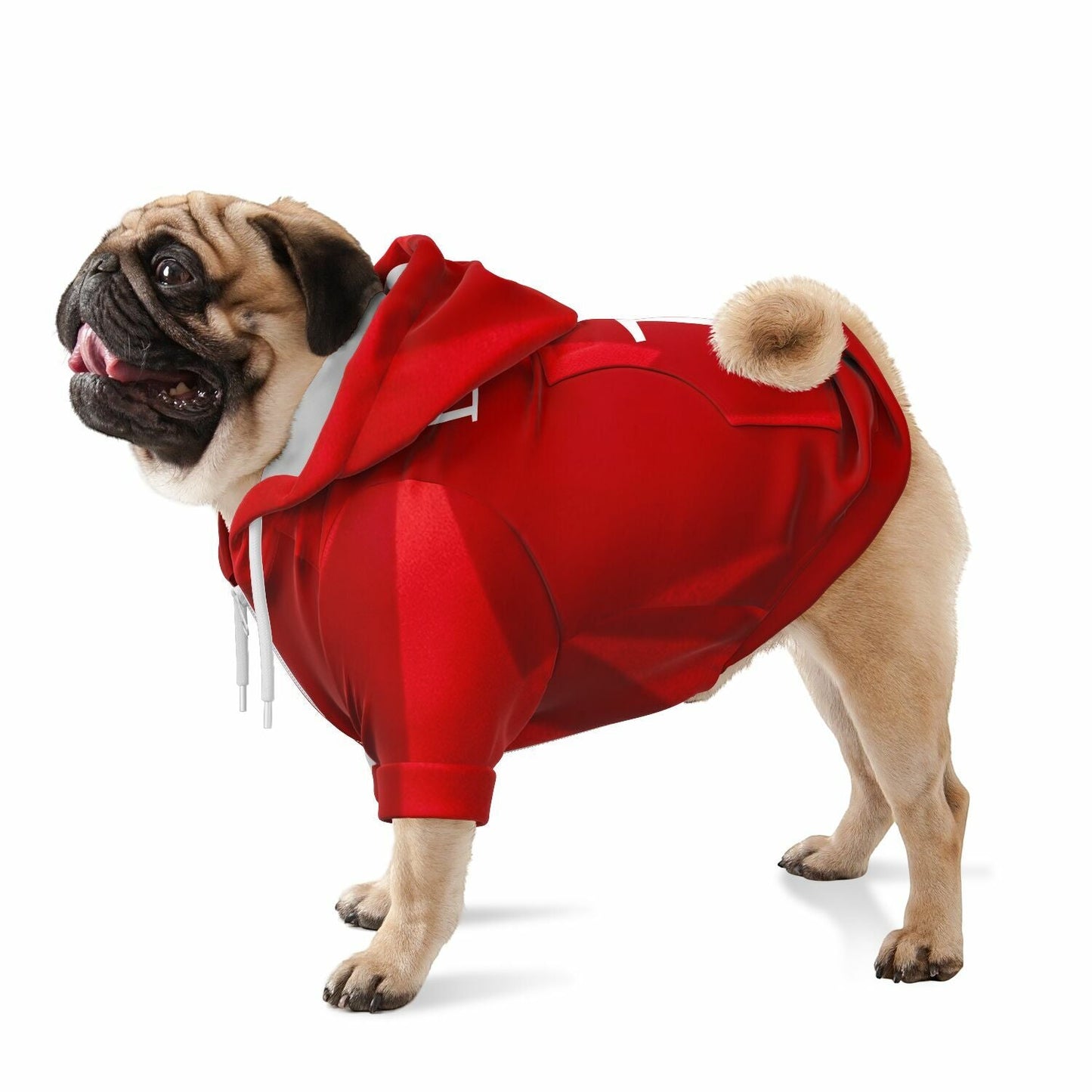 Dog wearing personalized Canada national team zip up hoodie football fan outfit World Cup 2026