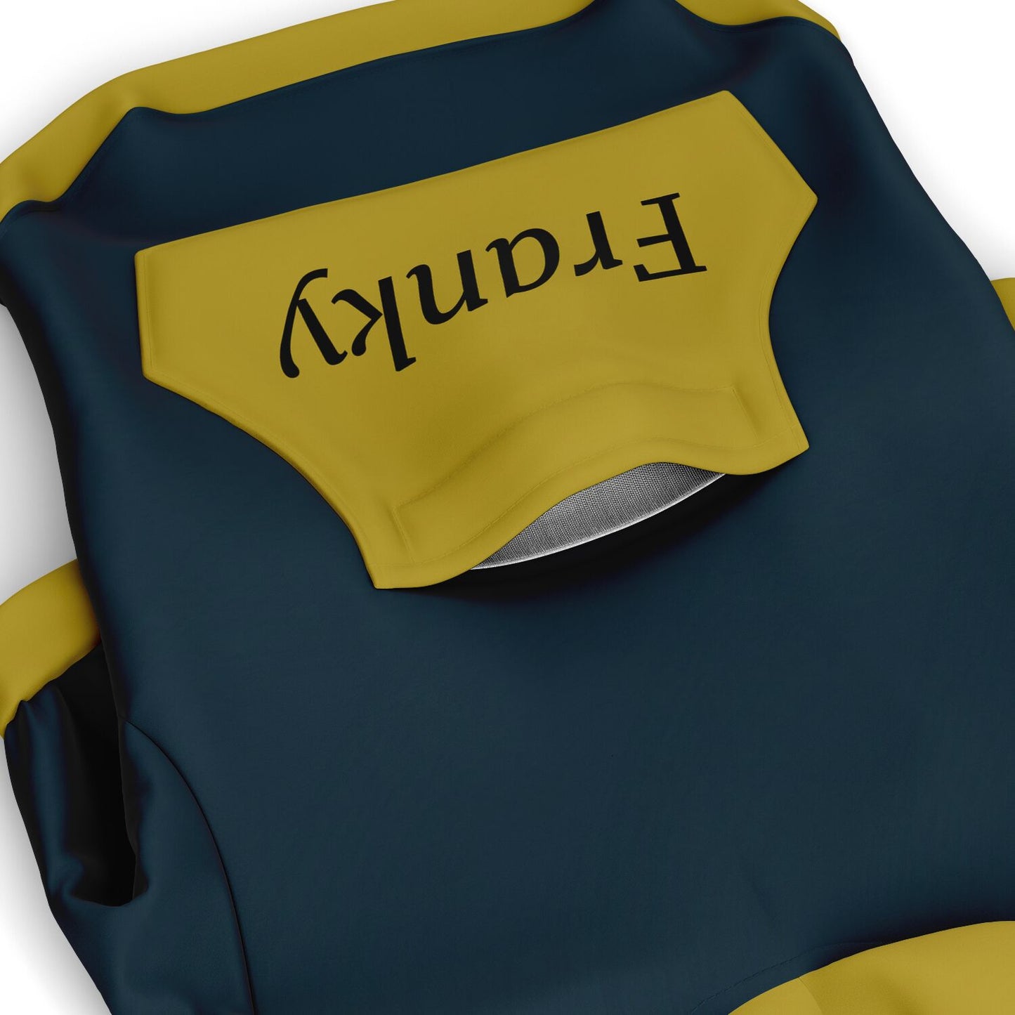 dog wearing personalized hoodie in navy blue