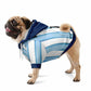 Dog wearing personalized Argentina national team zip up hoodie football fan outfit World Cup 2026