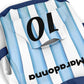 Close up fabric detail all over print Argentina dog zip up hoodie soft fleece material