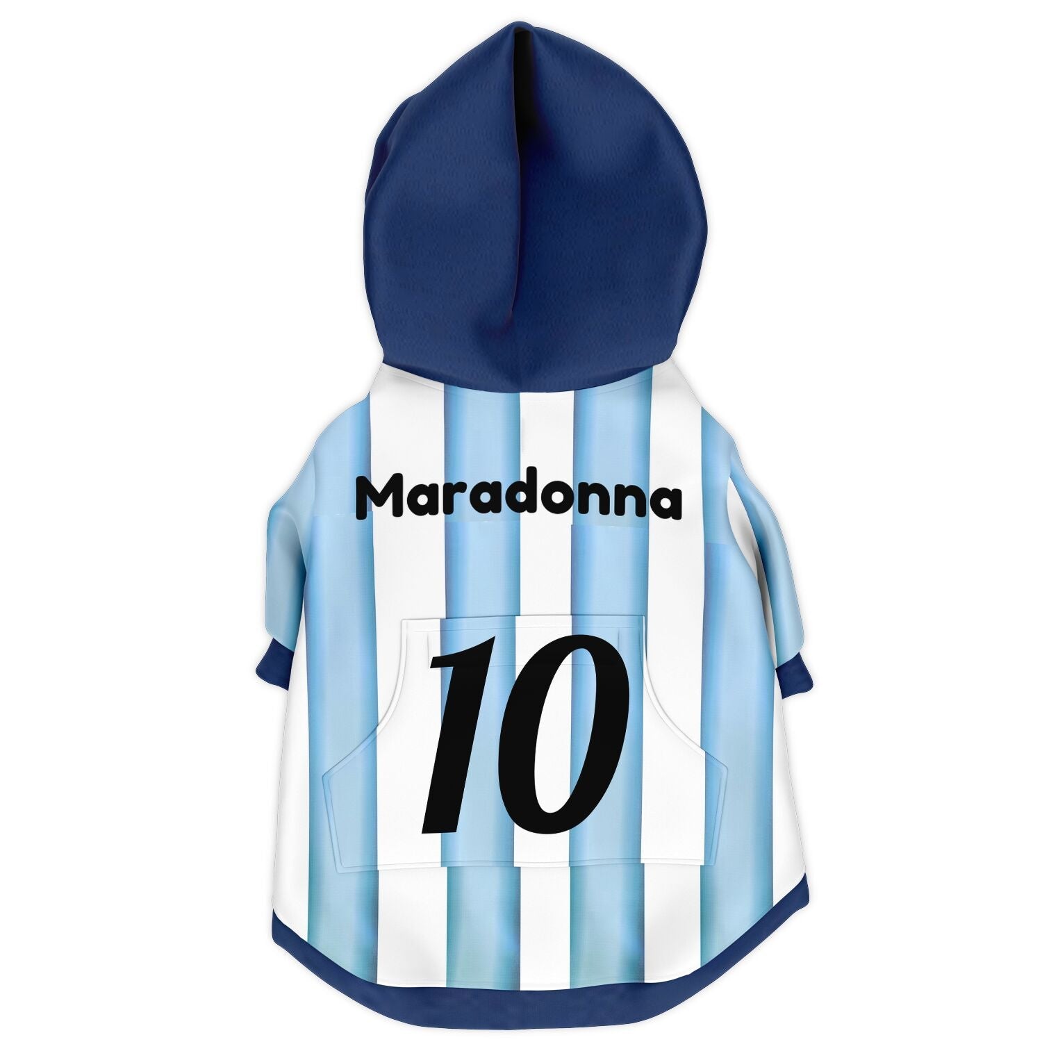 Back view personalized Argentina dog hoodie with custom name and number football jersey style