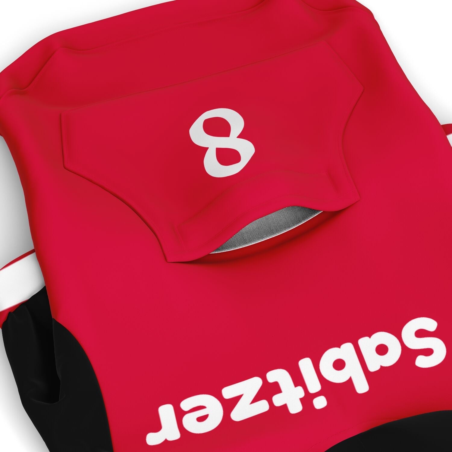 Back view personalized Austria dog hoodie with custom name and number football jersey style