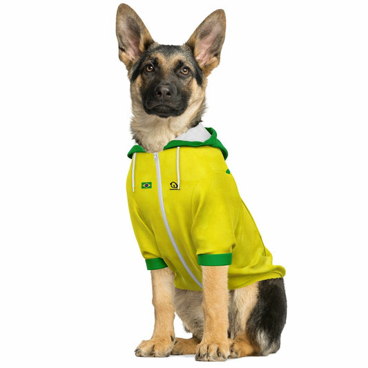 Personalized Brazil dog zip up hoodie national team style custom dog jersey all over print