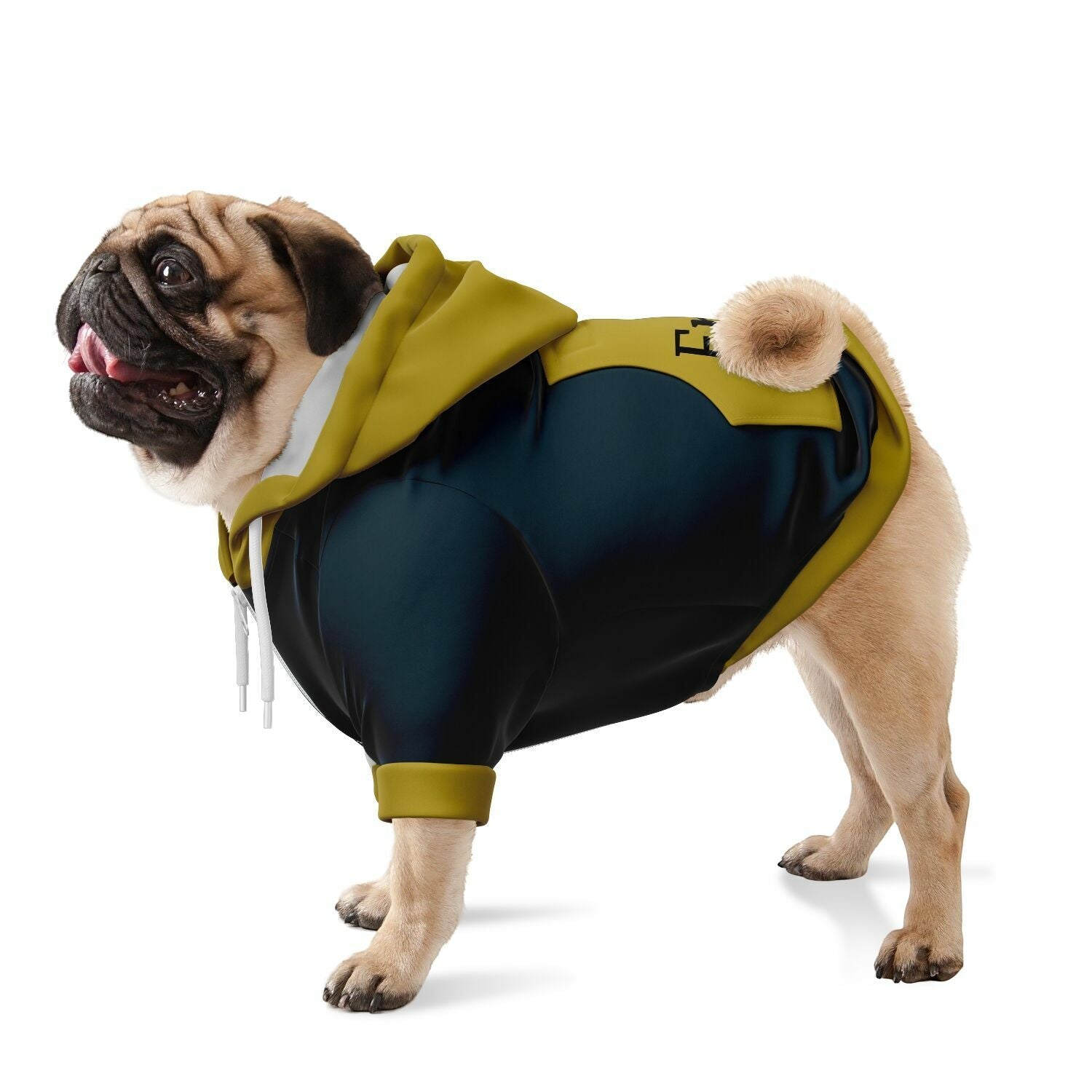 personalized dog hoodie in navy blue
