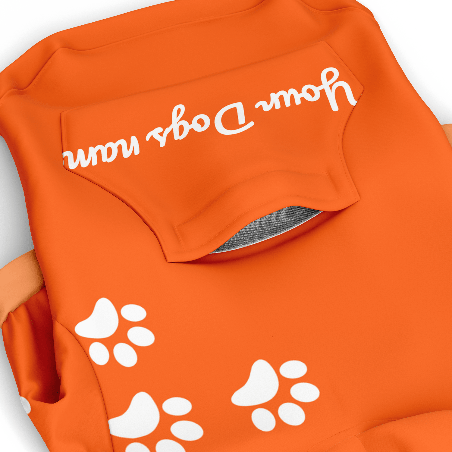 personalized dog hoodie in orange close up view