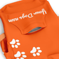 personalized dog hoodie in orange close up view