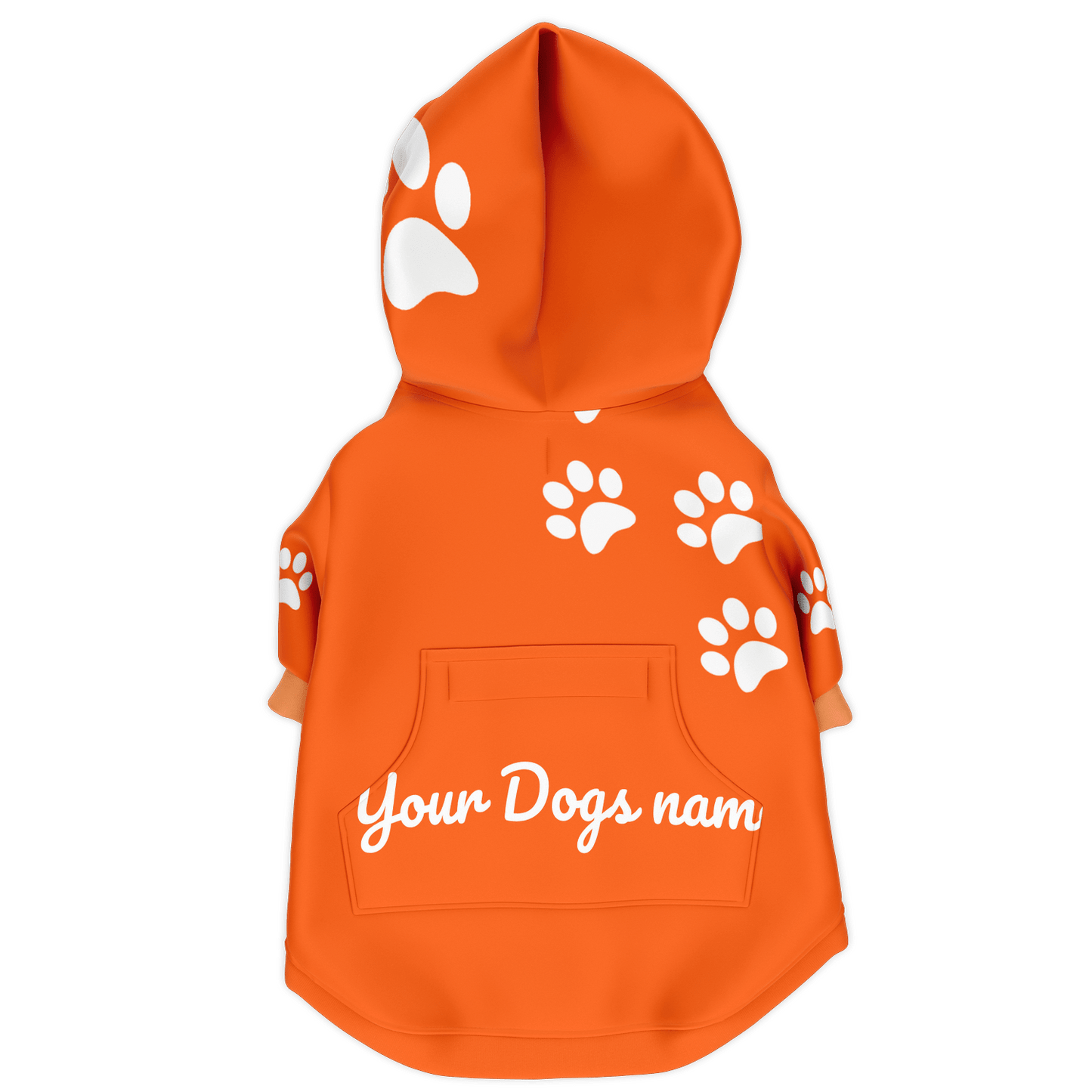 personalized dog hoodie in orange back view