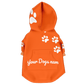 personalized dog hoodie in orange back view