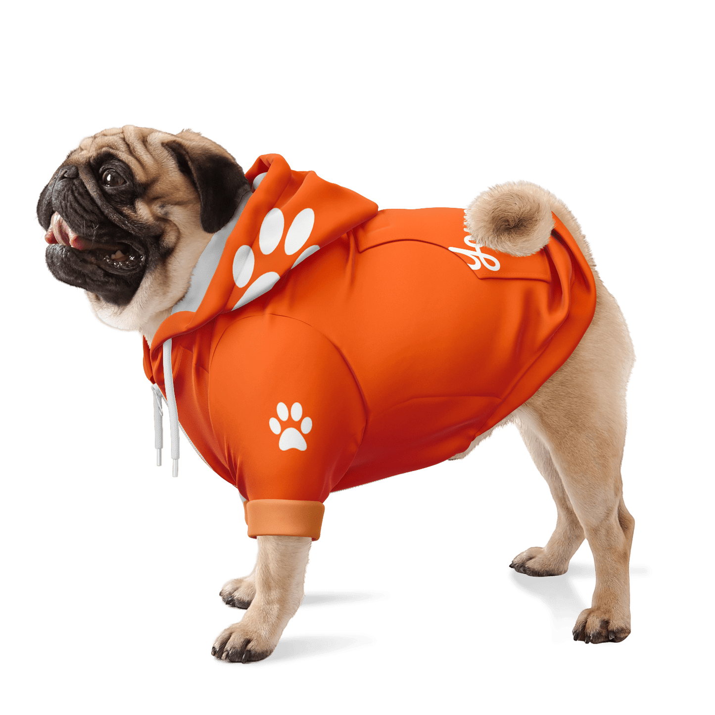 personalized dog hoodie in orange side view