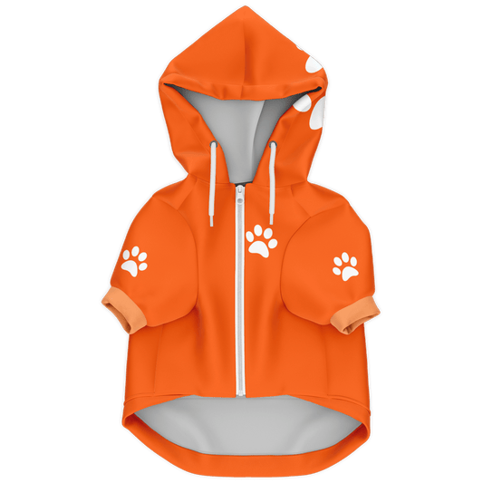 personalized dog hoodie in orange front view