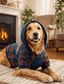 Dog wearing personalized Plaid Blue Dog Hoodie outdoors, stylish and cozy dog clothing