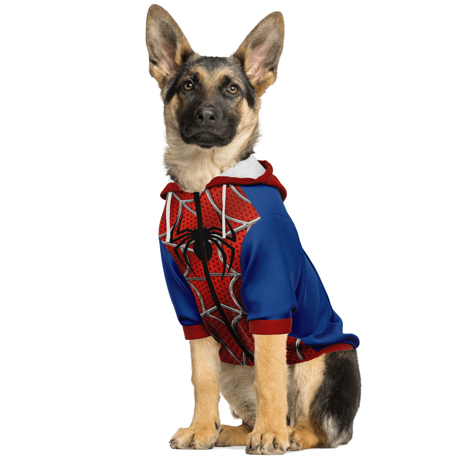 spiderman dog hoodie with german shepherd