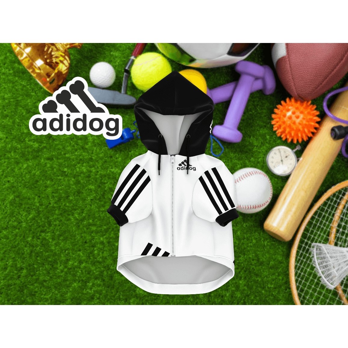 ADIDOG WHITE HOODIE - DoggyHoods