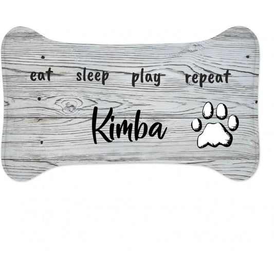 Custom Dog Feeding Mat - Grey Wood - DoggyHoods