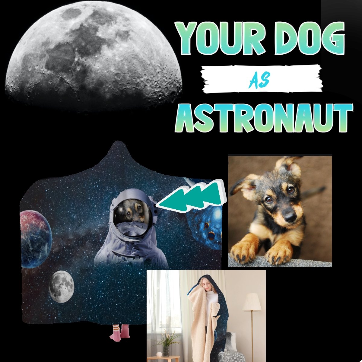 Custom Dual-Sided Hoodie Blanket with your Dog - DoggyHoods