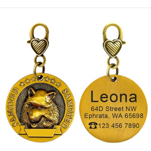 New dog identity card custom lettering tag Jin Mao Teddy dog bronze dog anti-lost pet brand - DoggyHoods