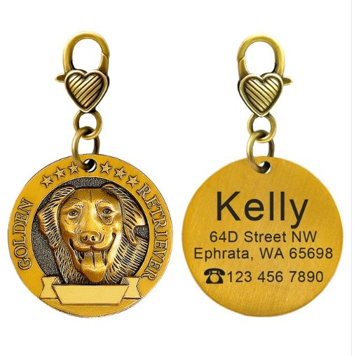 New dog identity card custom lettering tag Jin Mao Teddy dog bronze dog anti-lost pet brand - DoggyHoods