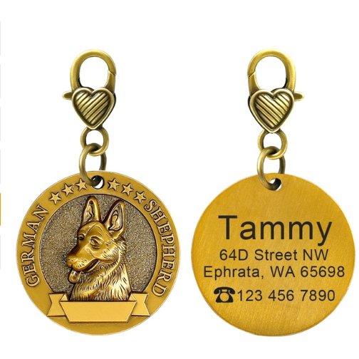 New dog identity card custom lettering tag Jin Mao Teddy dog bronze dog anti-lost pet brand - DoggyHoods
