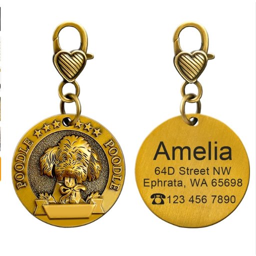 New dog identity card custom lettering tag Jin Mao Teddy dog bronze dog anti-lost pet brand - DoggyHoods