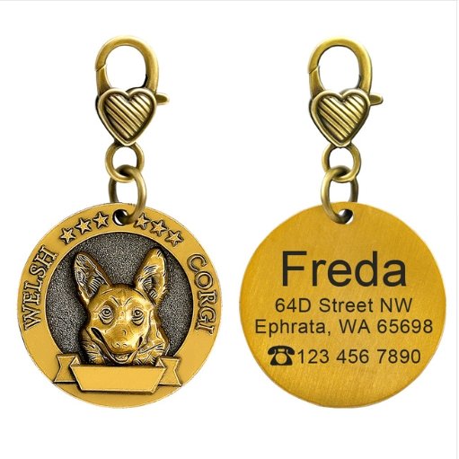 New dog identity card custom lettering tag Jin Mao Teddy dog bronze dog anti-lost pet brand - DoggyHoods
