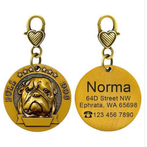 New dog identity card custom lettering tag Jin Mao Teddy dog bronze dog anti-lost pet brand - DoggyHoods