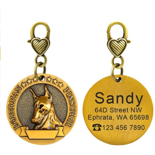 New dog identity card custom lettering tag Jin Mao Teddy dog bronze dog anti-lost pet brand - DoggyHoods