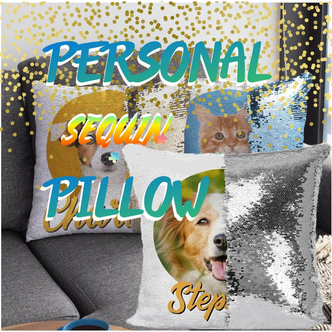 Pet Portrait Reversible Sequin Pillow - DoggyHoods