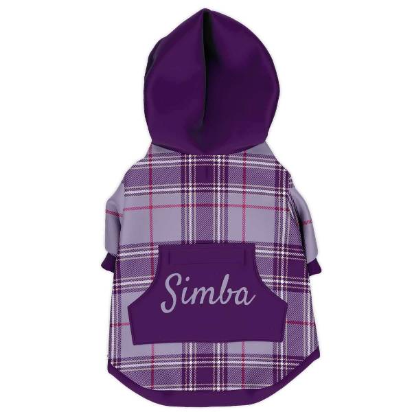 PLAID PURPLE DOG HOODIE - sweatshirts for dogs