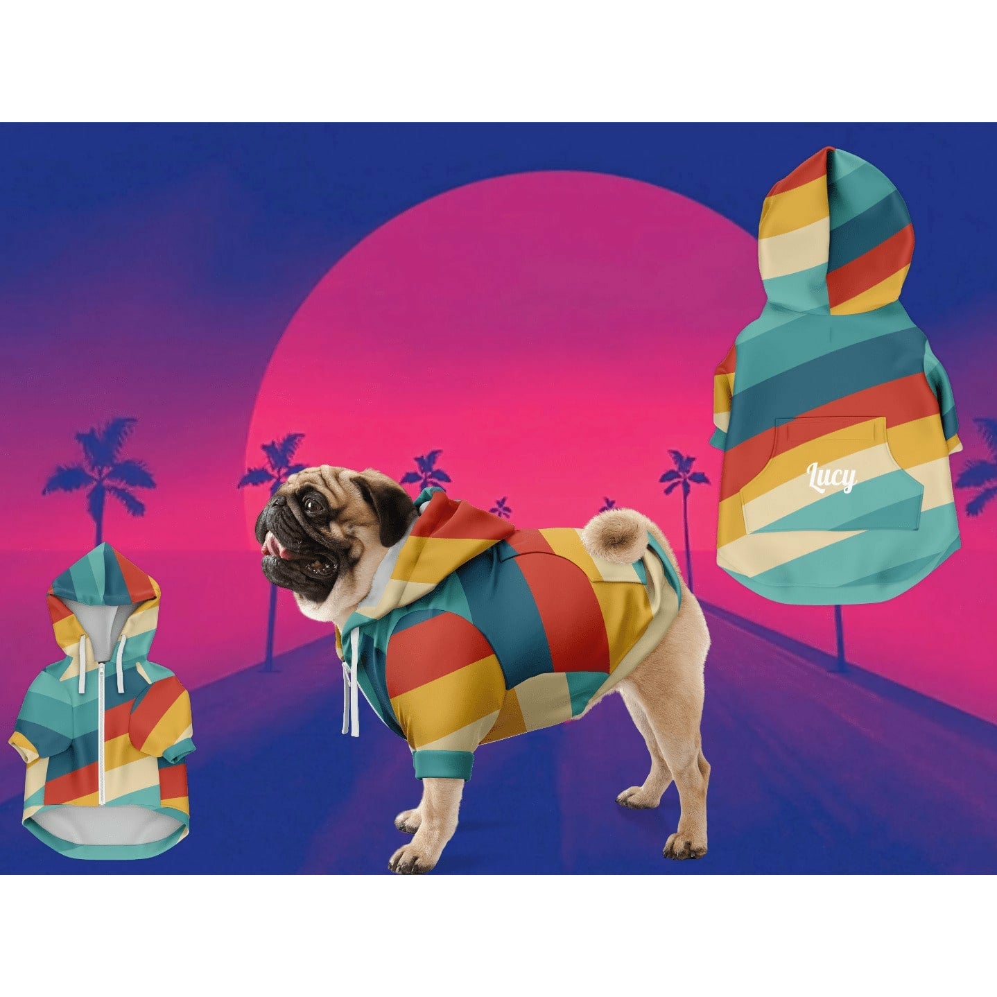 RETRO DOG HOODIE - personal print dog hoodie