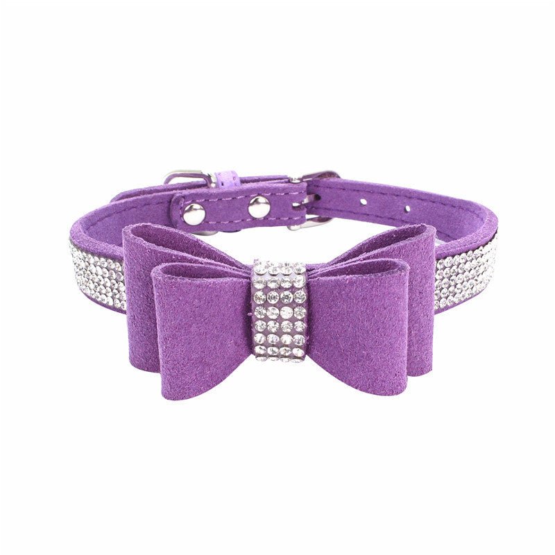 Rhinestone Bowknot Pet Collar Dog Collar Leash - DoggyHoods