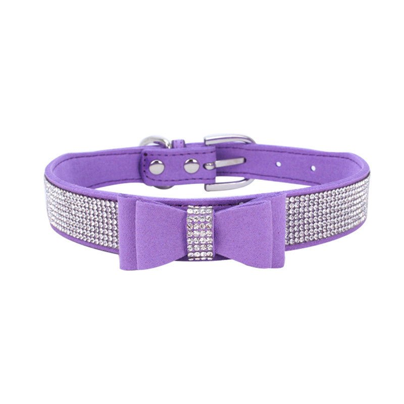 Rhinestone Bowknot Pet Collar Dog Collar Leash - DoggyHoods