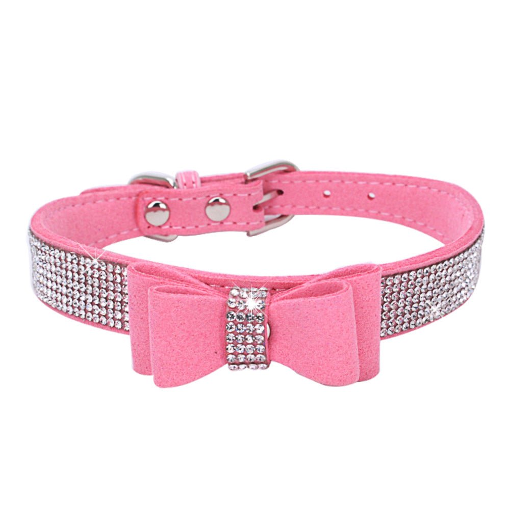 Rhinestone Bowknot Pet Collar Dog Collar Leash - DoggyHoods