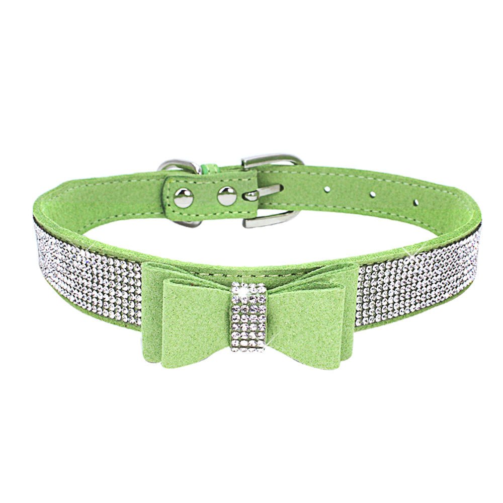 Rhinestone Bowknot Pet Collar Dog Collar Leash - DoggyHoods