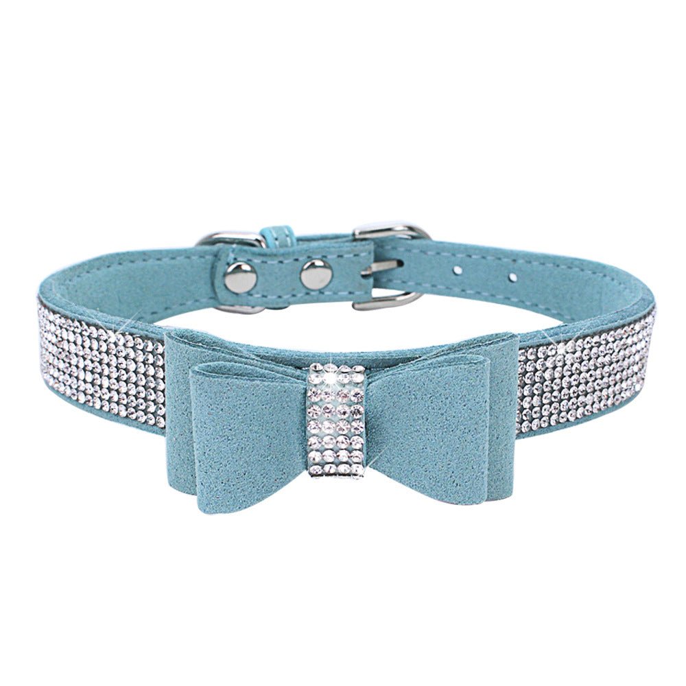 Rhinestone Bowknot Pet Collar Dog Collar Leash - DoggyHoods