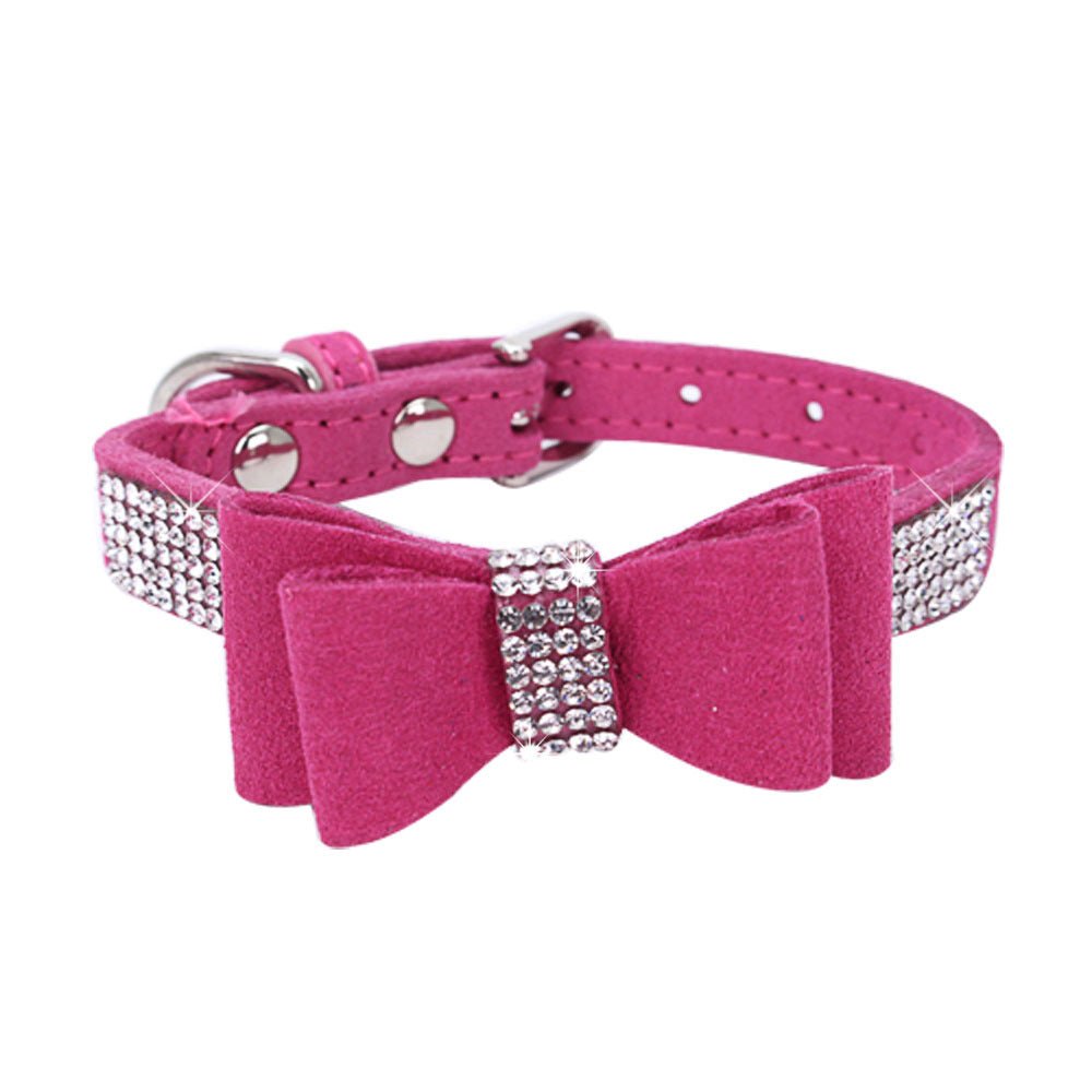 Rhinestone Bowknot Pet Collar Dog Collar Leash - DoggyHoods