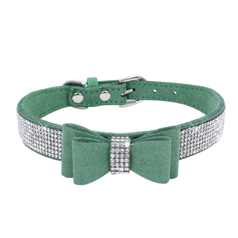 Rhinestone Bowknot Pet Collar Dog Collar Leash - DoggyHoods