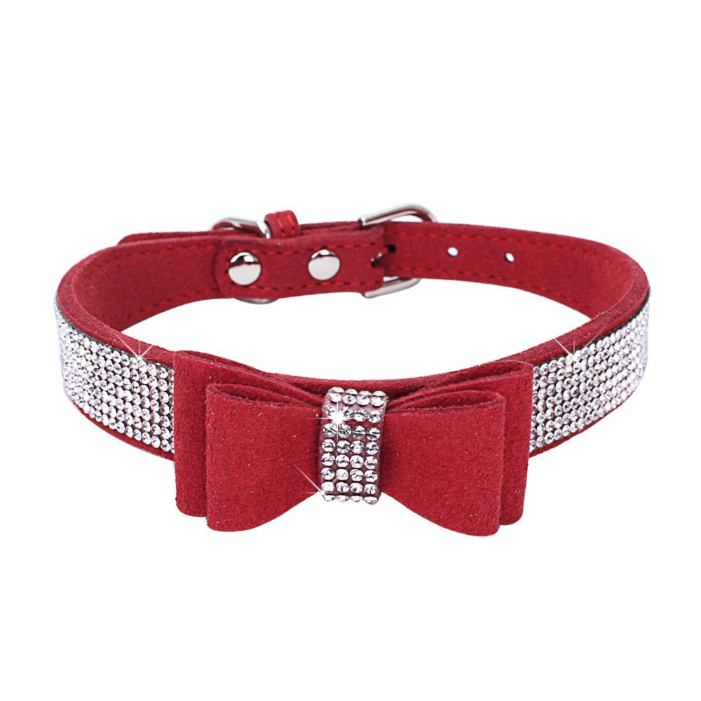 Rhinestone Bowknot Pet Collar Dog Collar Leash - DoggyHoods