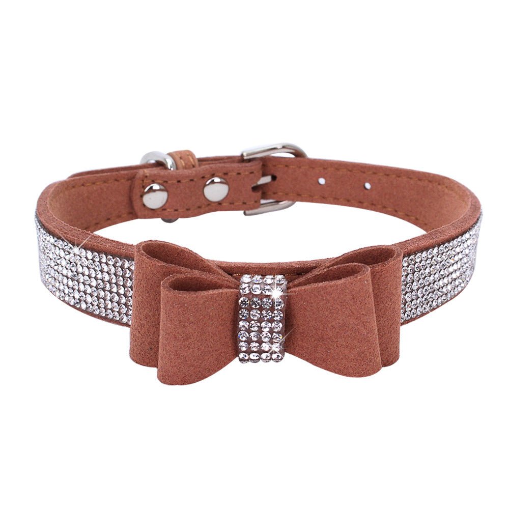 Rhinestone Bowknot Pet Collar Dog Collar Leash - DoggyHoods
