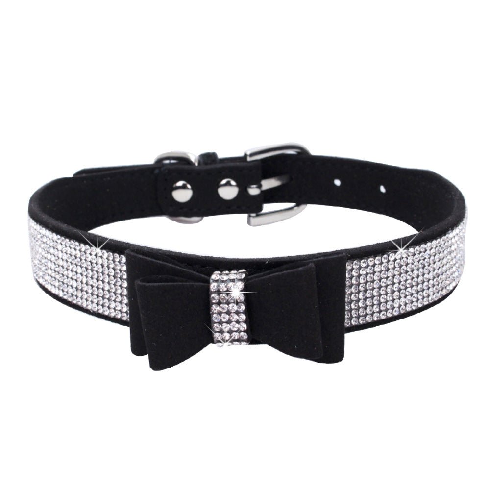 Rhinestone Bowknot Pet Collar Dog Collar Leash - DoggyHoods