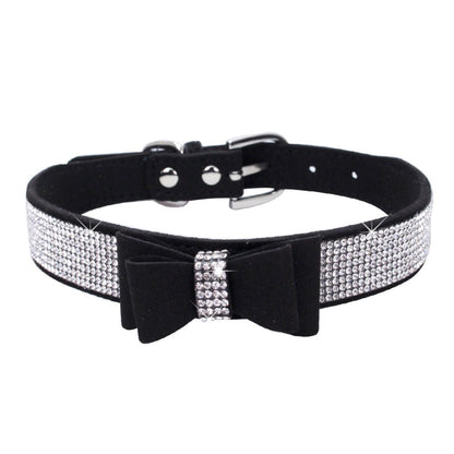 Rhinestone Bowknot Pet Collar Dog Collar Leash - DoggyHoods