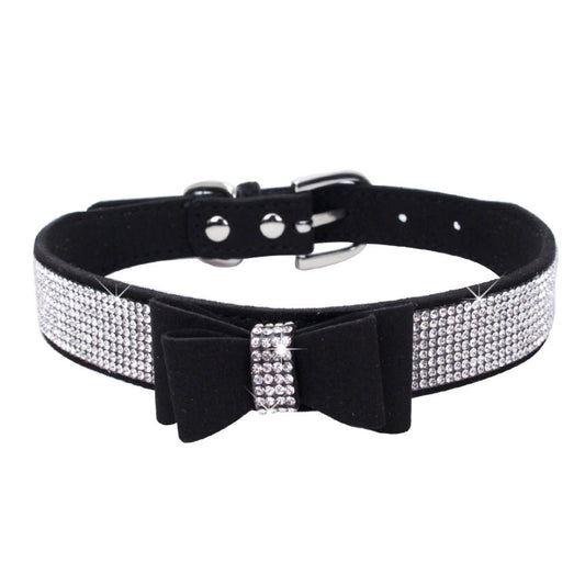 Rhinestone Bowknot Pet Collar Dog Collar Leash - DoggyHoods